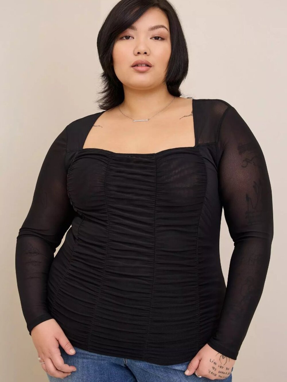 NWT - Torrid Size 5 Stretch Mesh Shirred Bodice Top